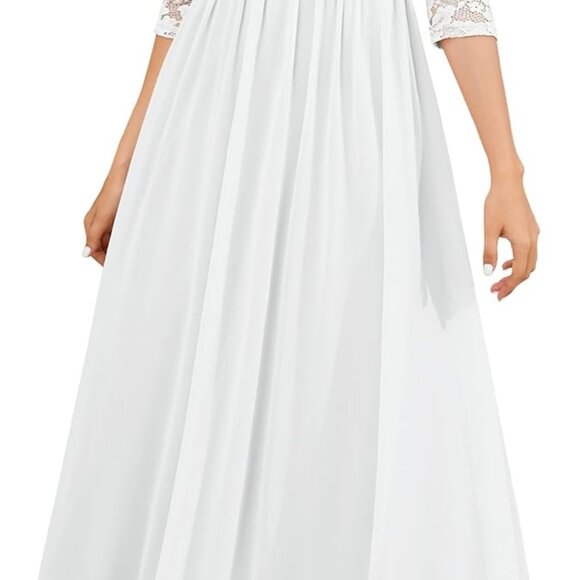 Women's Maxi Evening Dress Spandex Nylon Formal Mother Bride Wedding Guest - Picture 1 of 5